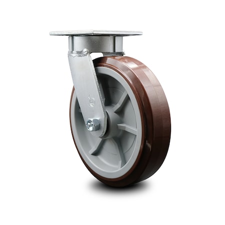 Service Caster 8 Inch Kingpinless Poly on Polyolefin Wheel Swivel Top Plate Caster SCC SCC-KP30S820-PPUR